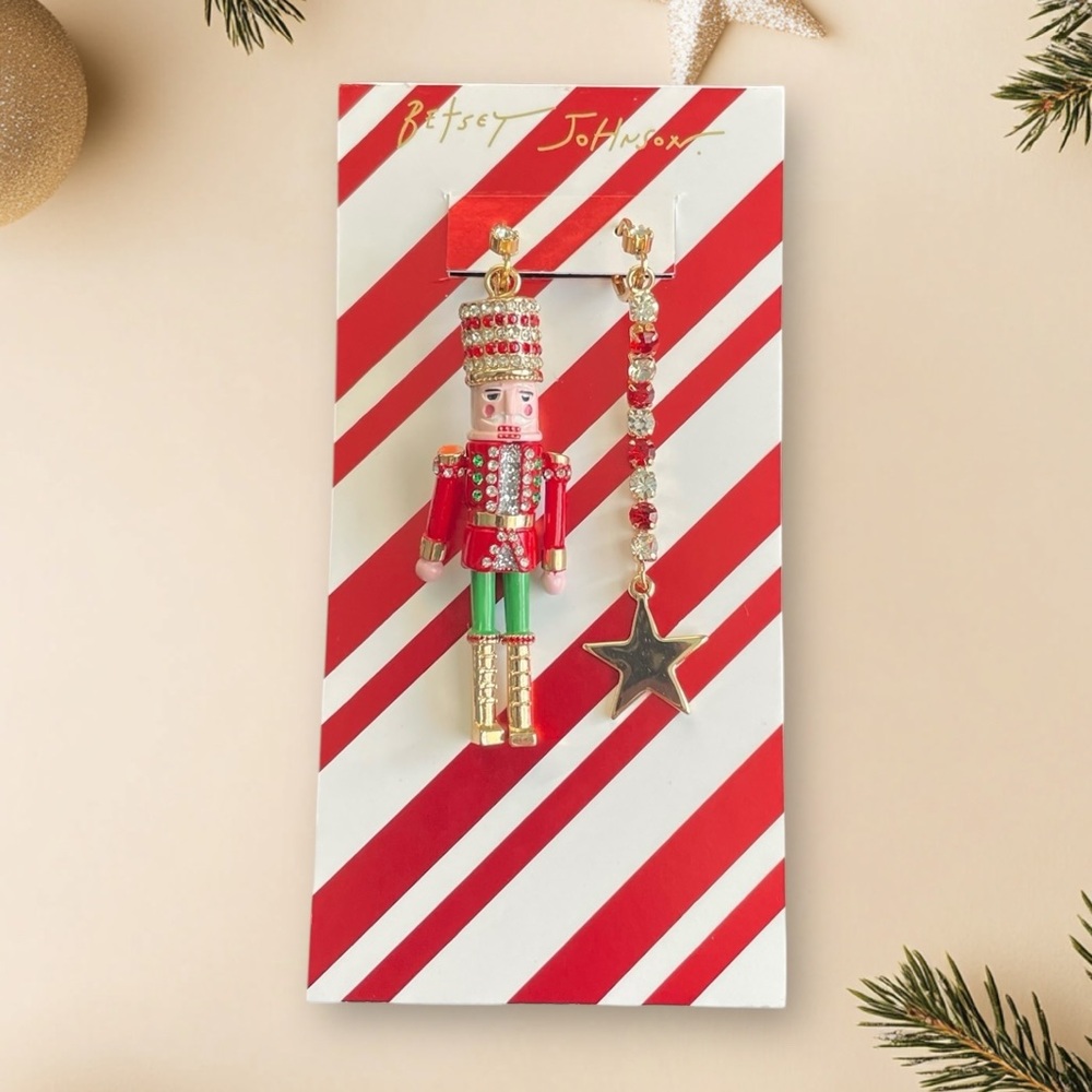 Betsey Johnson Colorful Nutcracker Mismatch Red Earrings